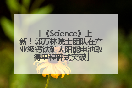 《Science》上新！郭万林院士团队在产业级钙钛矿太阳能电池取得里程碑式突破