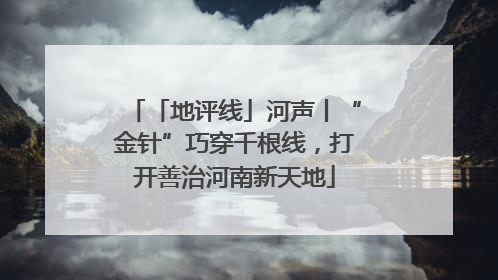「地评线」河声丨“金针”巧穿千根线，打开善治河南新天地