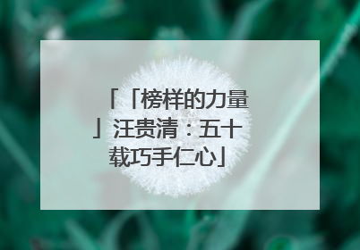 「榜样的力量」汪贵清：五十载巧手仁心