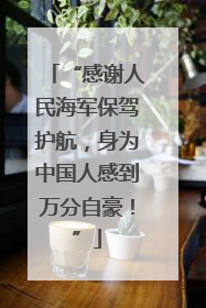 “感谢人民海军保驾护航，身为中国人感到万分自豪！”