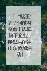 “赌王”之子何猷君收购王思聪旗下企业，接盘后前往山东参加活动