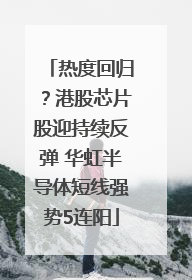 热度回归？港股芯片股迎持续反弹 华虹半导体短线强势5连阳