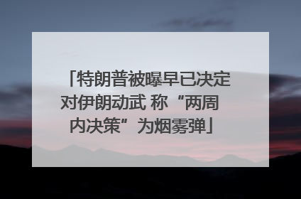 特朗普被曝早已决定对伊朗动武 称“两周内决策”为烟雾弹