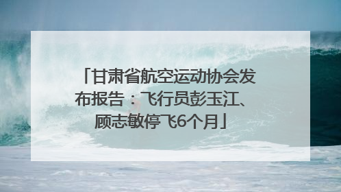 甘肃省航空运动协会发布报告：飞行员彭玉江、顾志敏停飞6个月