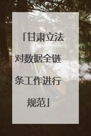 甘肃立法对数据全链条工作进行规范