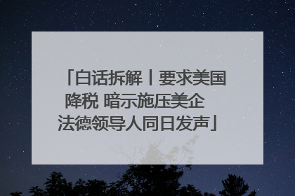 白话拆解丨要求美国降税 暗示施压美企 法德领导人同日发声