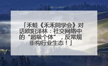 禾蛙《禾禾同学会》对话欧阳泽林：社交网络中的“超级个体”，反常规重构行业生态！