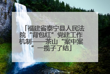 福建省泰宁县人民法院“背包红”党建工作机制——茶山“案中案”一揽子了结