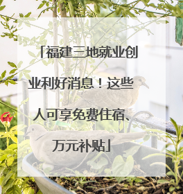 福建三地就业创业利好消息！这些人可享免费住宿、万元补贴