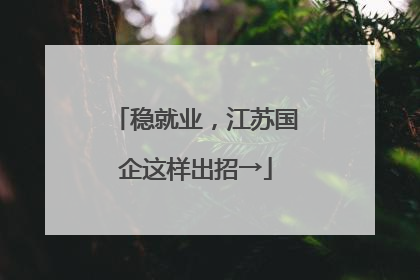 稳就业，江苏国企这样出招→