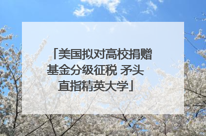 美国拟对高校捐赠基金分级征税 矛头直指精英大学