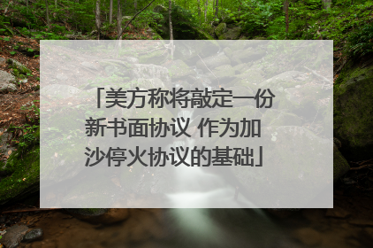 美方称将敲定一份新书面协议 作为加沙停火协议的基础