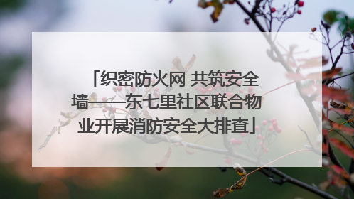 织密防火网 共筑安全墙——东七里社区联合物业开展消防安全大排查