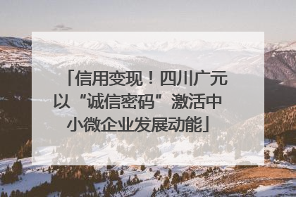 信用变现！四川广元以“诚信密码”激活中小微企业发展动能