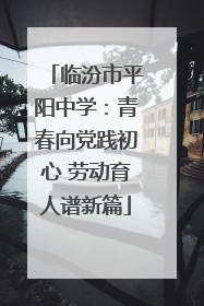 临汾市平阳中学：青春向党践初心 劳动育人谱新篇