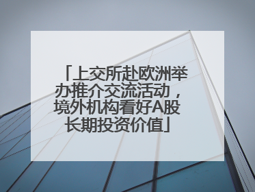 上交所赴欧洲举办推介交流活动，境外机构看好A股长期投资价值