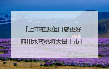 上市推迟但口感更好 四川水蜜桃将大量上市