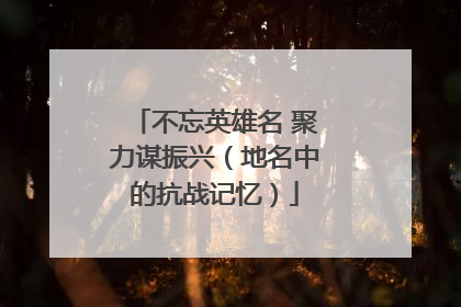 不忘英雄名 聚力谋振兴（地名中的抗战记忆）