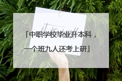 中职学校毕业升本科，一个班九人还考上研