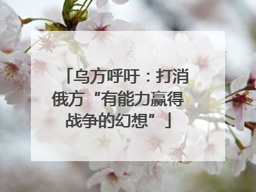 乌方呼吁：打消俄方“有能力赢得战争的幻想”