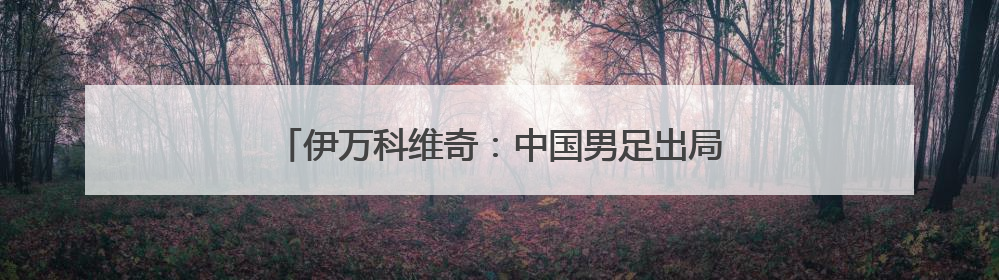 伊万科维奇：中国男足出局自己会承担非常大的责任