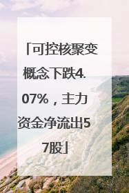 可控核聚变概念下跌4.07%，主力资金净流出57股