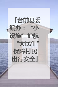 台前县委编办：“小设施”护航“大民生” 保障村民出行安全