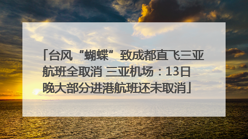 台风“蝴蝶”致成都直飞三亚航班全取消 三亚机场：13日晚大部分进港航班还未取消