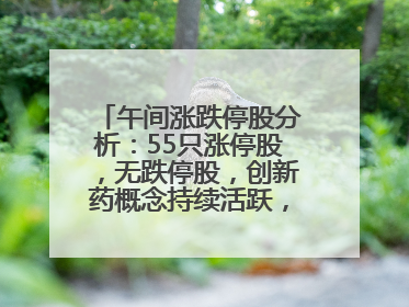 午间涨跌停股分析：55只涨停股，无跌停股，创新药概念持续活跃，昂利康6天4板，众生药业2连板