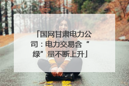 国网甘肃电力公司：电力交易含“绿”量不断上升