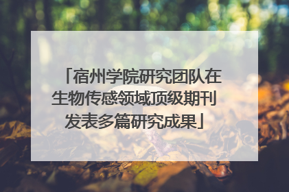 宿州学院研究团队在生物传感领域顶级期刊发表多篇研究成果