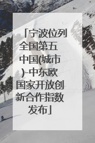 宁波位列全国第五 中国(城市)-中东欧国家开放创新合作指数发布