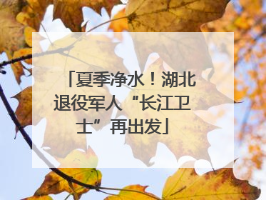 夏季净水！湖北退役军人“长江卫士”再出发