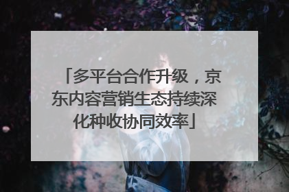 多平台合作升级，京东内容营销生态持续深化种收协同效率