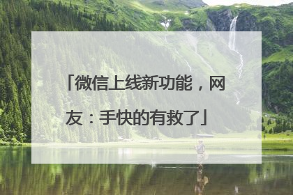 微信上线新功能，网友：手快的有救了