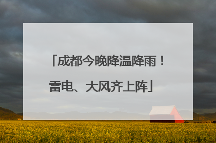 成都今晚降温降雨！雷电、大风齐上阵