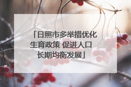 日照市多举措优化生育政策 促进人口长期均衡发展