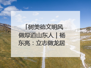 树美德文明风 做厚道山东人｜杨东亮：立志做龙居的“小丸童”