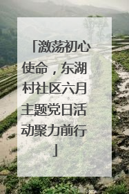 激荡初心使命，东湖村社区六月主题党日活动聚力前行