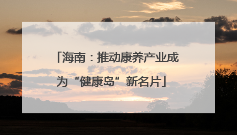 海南：推动康养产业成为“健康岛”新名片