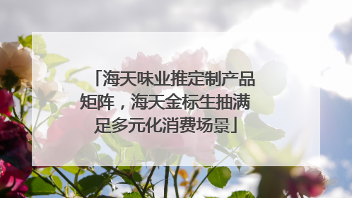 海天味业推定制产品矩阵，海天金标生抽满足多元化消费场景