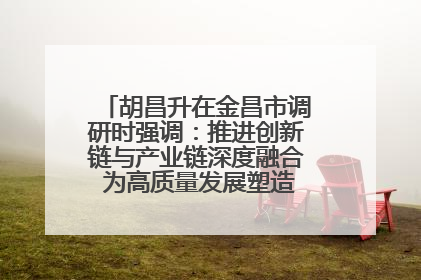 胡昌升在金昌市调研时强调：推进创新链与产业链深度融合 为高质量发展塑造新动能新优势