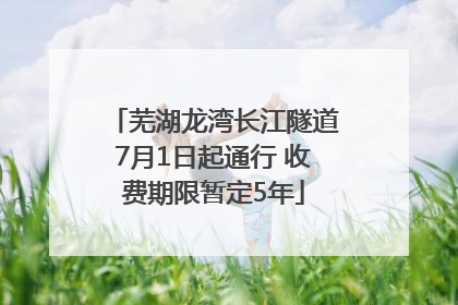 芜湖龙湾长江隧道7月1日起通行 收费期限暂定5年