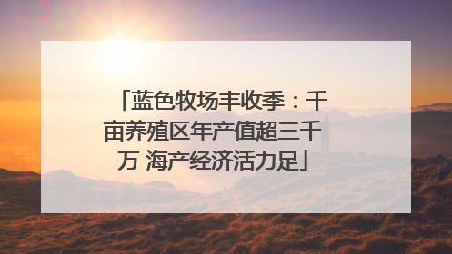 蓝色牧场丰收季：千亩养殖区年产值超三千万 海产经济活力足