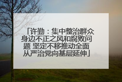 许勤：集中整治群众身边不正之风和腐败问题 坚定不移推动全面从严治党向基层延伸