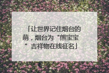 让世界记住烟台的萌，烟台为“熊宝宝”吉祥物在线征名