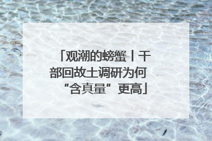 观潮的螃蟹丨干部回故土调研为何“含真量”更高