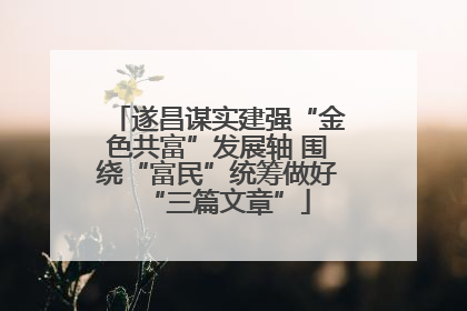 遂昌谋实建强“金色共富”发展轴 围绕“富民”统筹做好“三篇文章”
