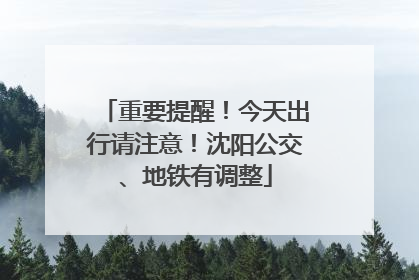 重要提醒！今天出行请注意！沈阳公交、地铁有调整