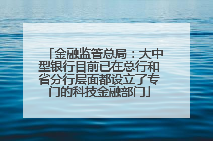 金融监管总局：大中型银行目前已在总行和省分行层面都设立了专门的科技金融部门